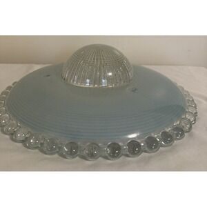 Vintage Blue Glass Flush Mount Ceiling Light Fixture Cover 1940's UFO‎